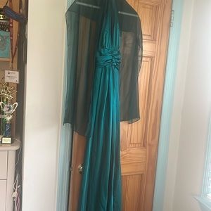 Emerald Green Prom Dress with emerald green shall to match
